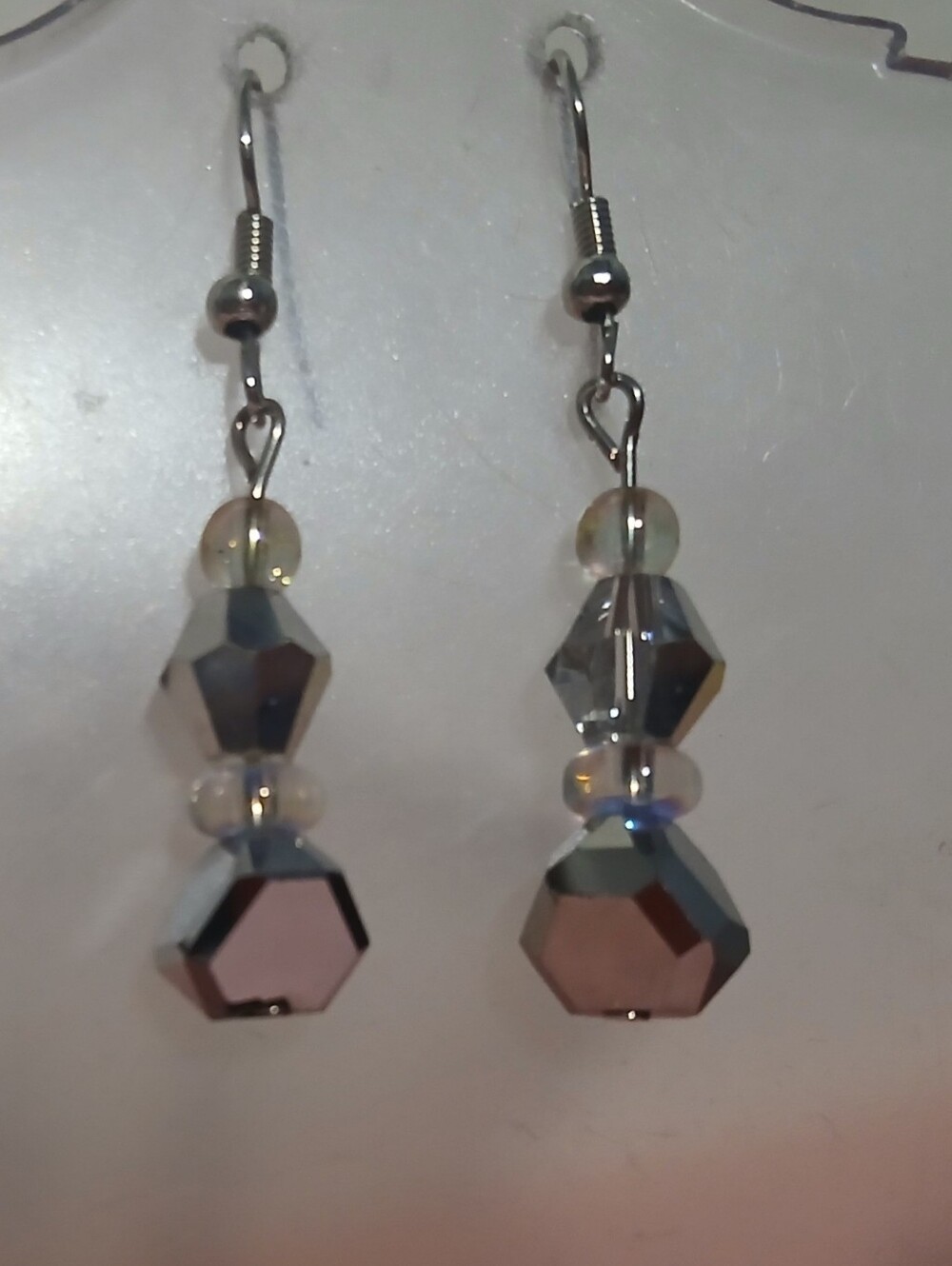 Hand Crafted Crystal Drop Earrings In Silver